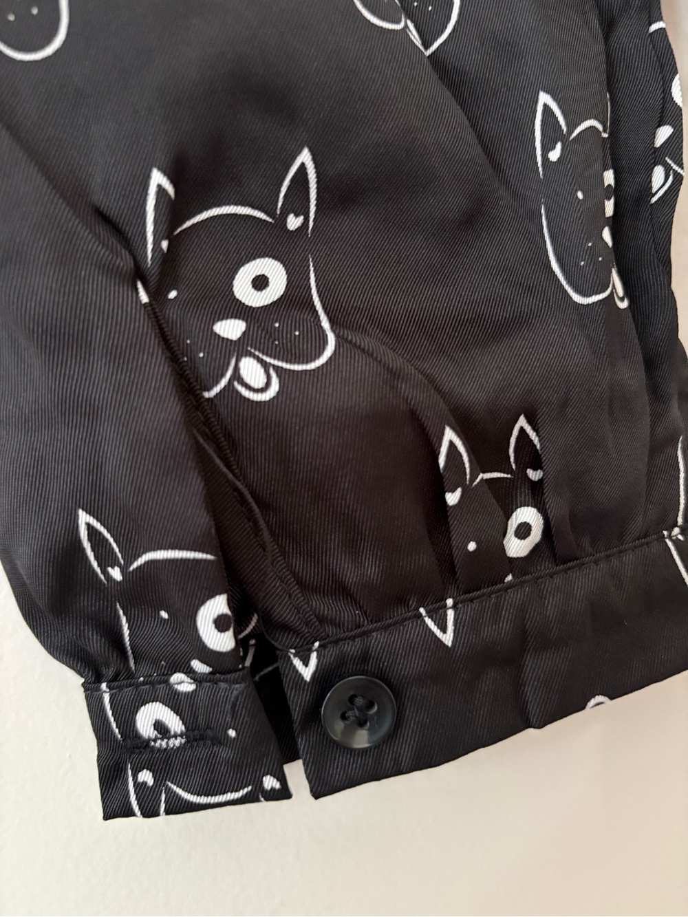 Tulip B Black Dog Print Tie-Neck Blouse-S - Picture 4 of 7